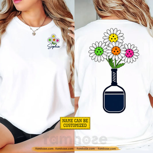 Personalized Pickleball Two-sided T-shirt, Bloom Where You Dink Sport Tees Gift For Pickleball Lover