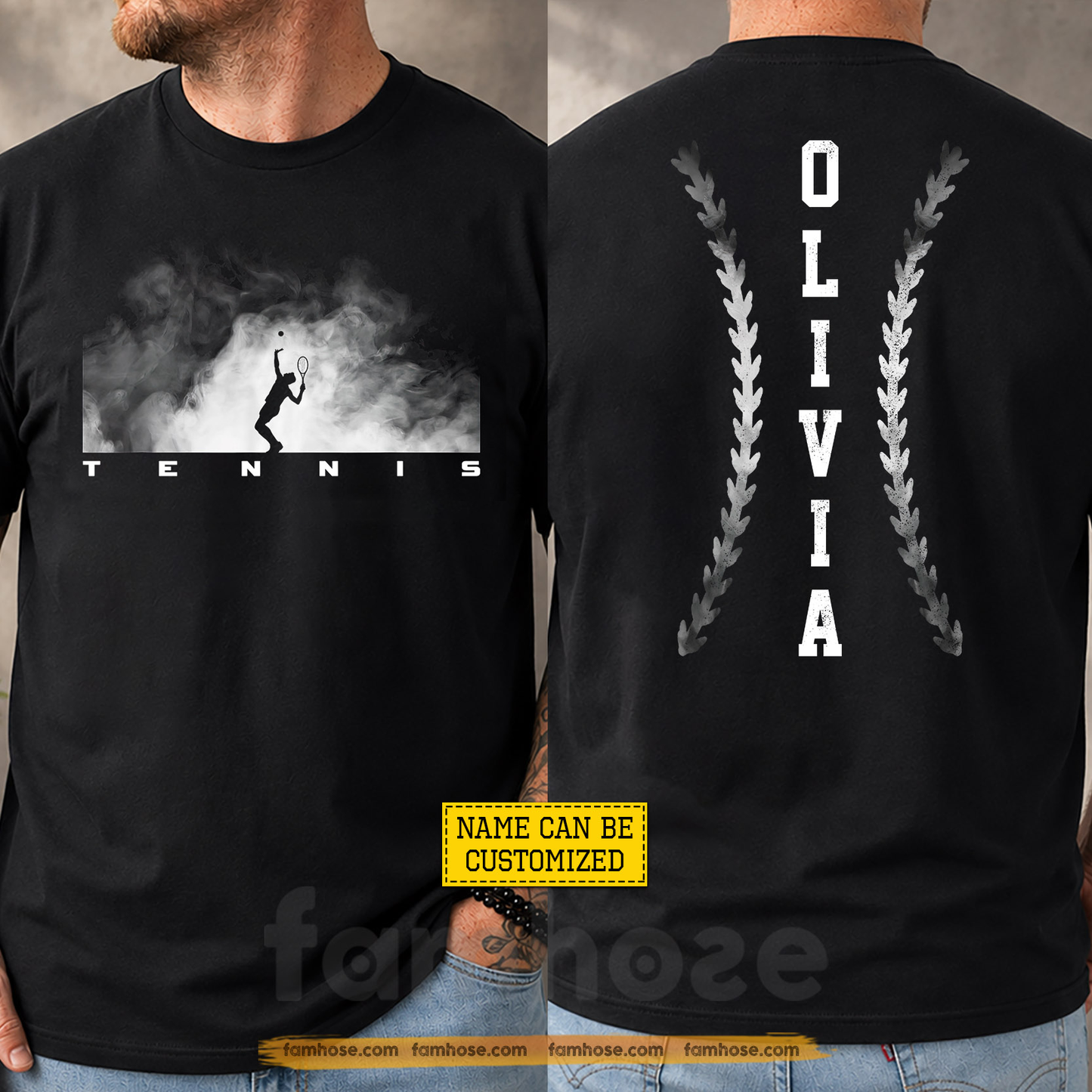 Personalized Tennis Two-sided T-shirt, Play With Passion Sport Tees Gift For Tennis Lover