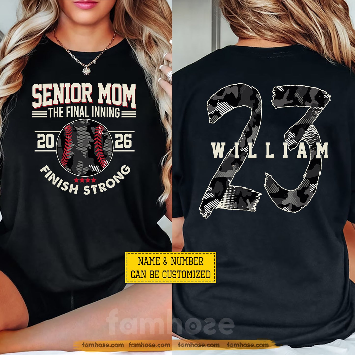 Personalized Baseball Senior Mom Two-sided T-shirt, Senior Mom The Final Inning Tees Mother's Day Gift For Baseball Lover