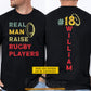 Personalized Rugby Dad Two-sided T-shirt, Real Man Raise Rugby Players Tees Father's Day Gift For Rugby Lovers