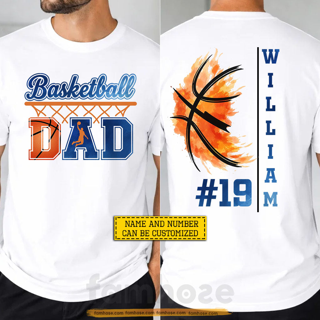 Personalized Basketball Dad Two-sided T-shirt, Basketball Dad Tees Father's Day Gift For Basketball Lovers
