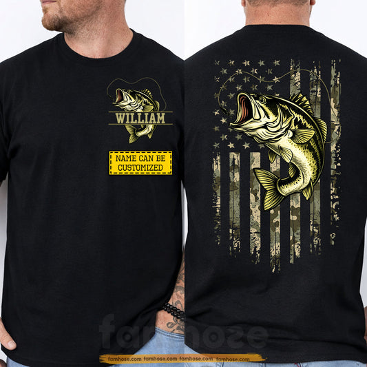 Personalized Fishing Two-sided T-shirt, Patriot Fisher Tees Gift For Fishing Lovers