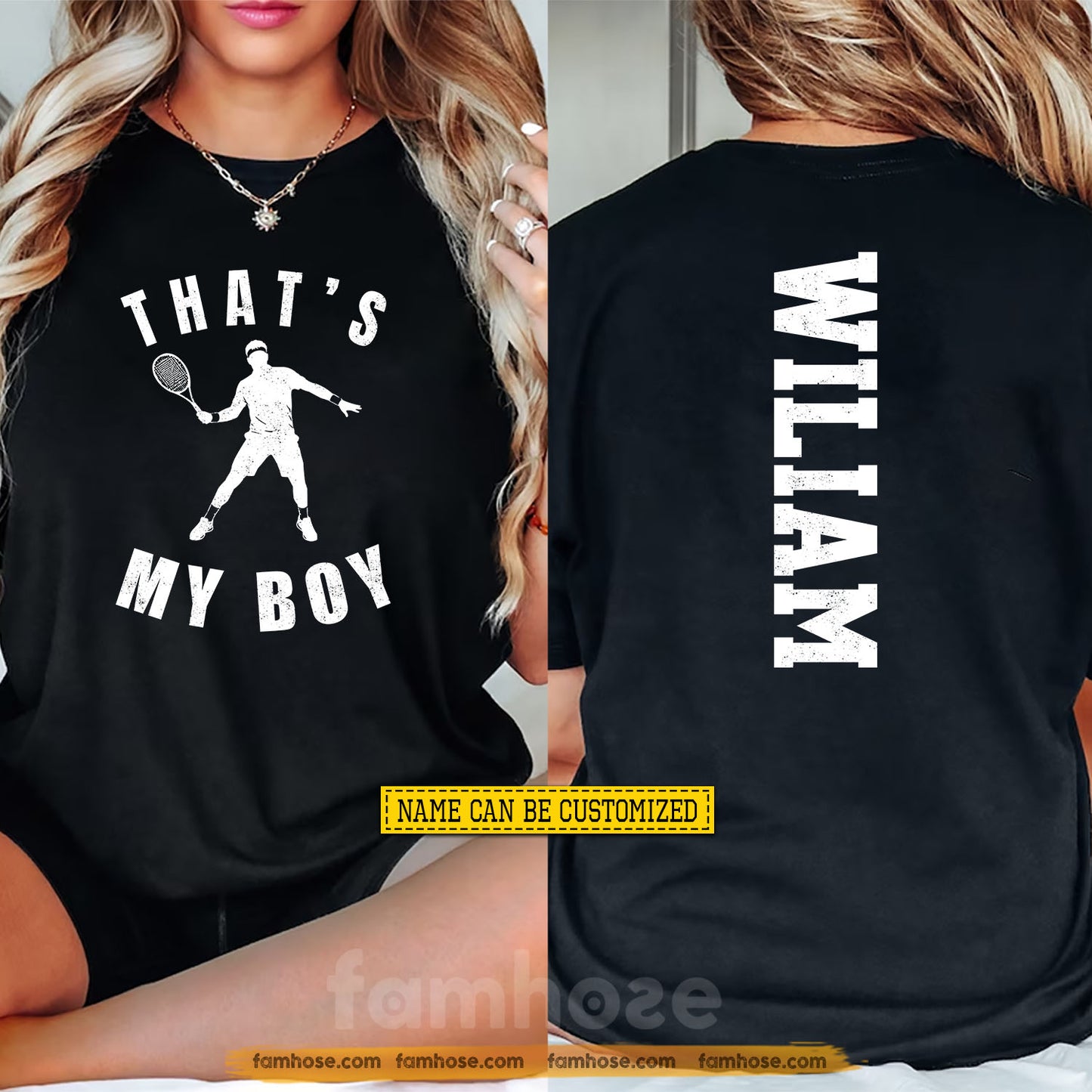 Personalized Tennis Boy Two-sided T-shirt, That's My Boy Sport Tees Gift For Tennis Lovers