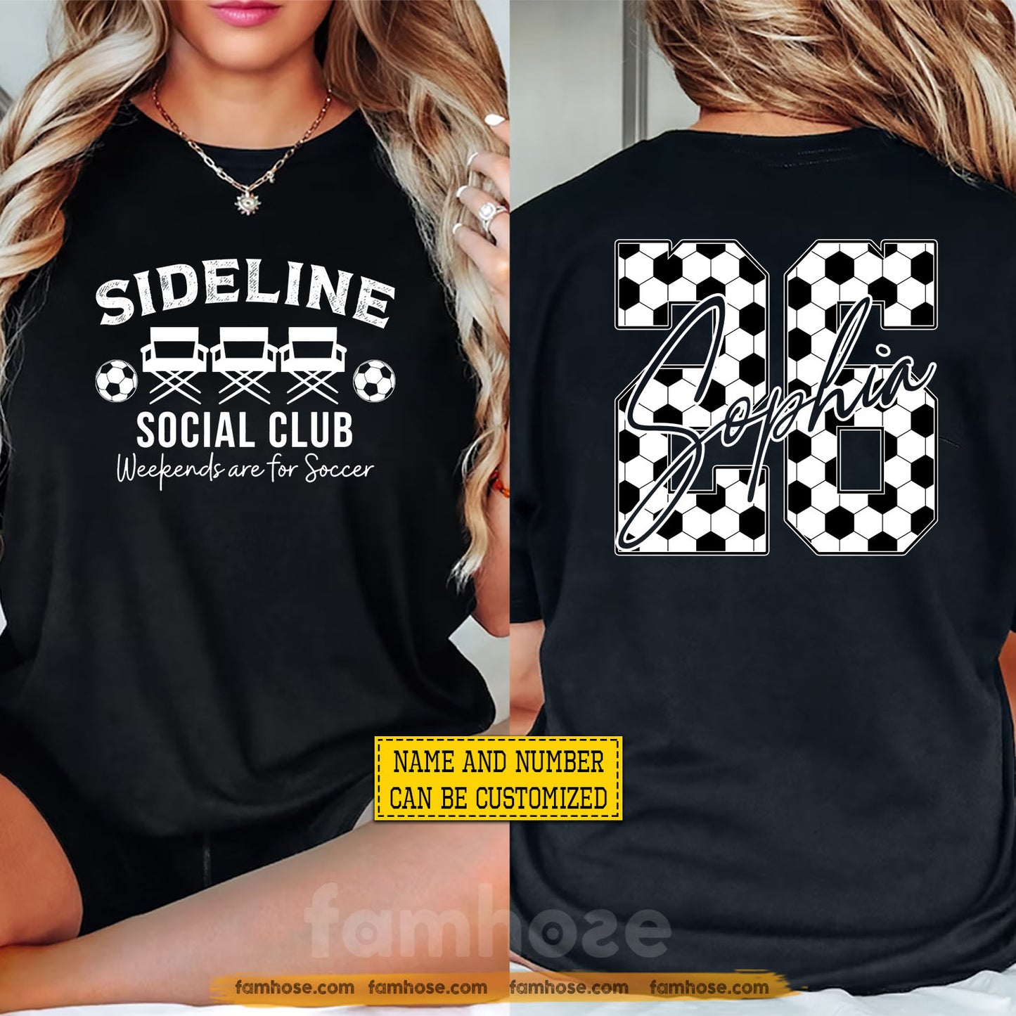 Personalized Soccer Parent Two-sided T-shirt, Sideline Social Club Sport Tees Gift For Soccer Lovers