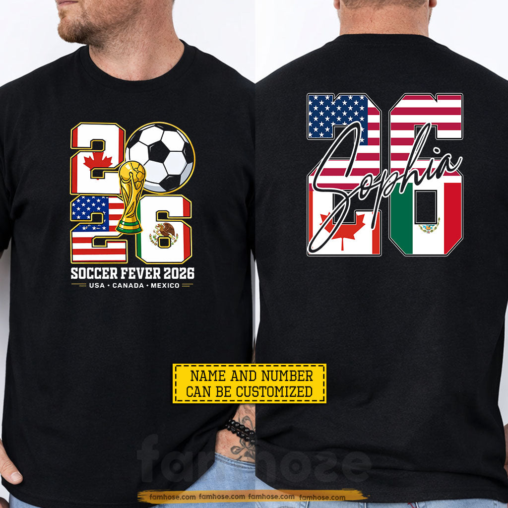Personalized International Soccer Championship 2026 Two-sided T-shirt, USA Canada Mexico Soccer Tournament 2026 Tees Gift