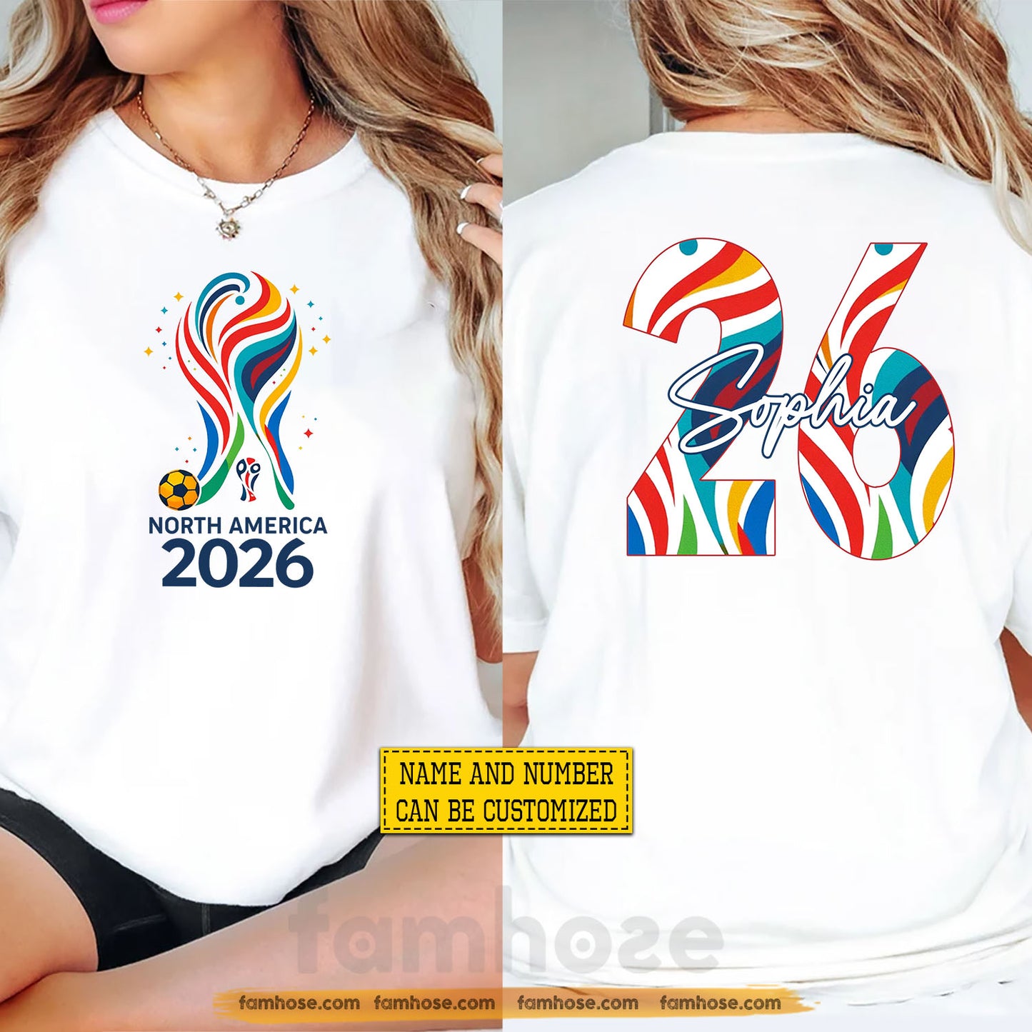 Personalized International Soccer Championship 2026 Two-sided T-shirt, North America Football Tournament 2026 Tees Sport Gift