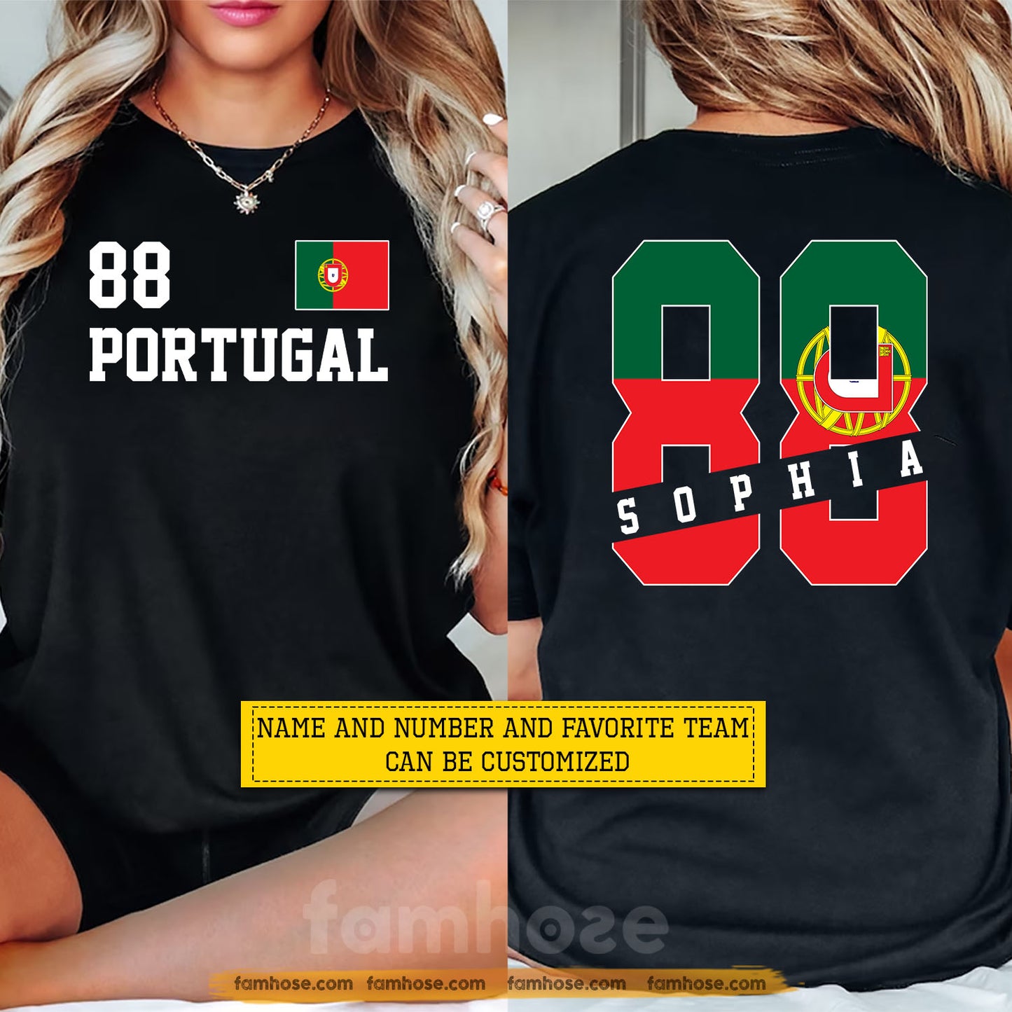 Personalized International Soccer Championship Two-sided T-shirt, Custom National Football Club Fan Tees Sport Gift