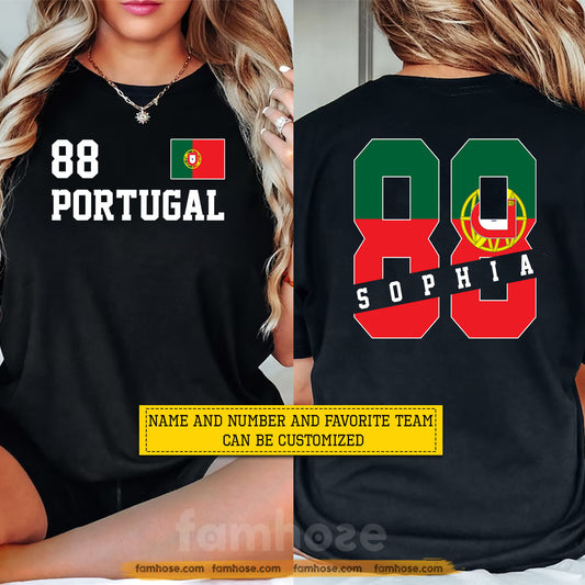 Personalized International Soccer Championship Two-sided T-shirt, Fan Of Portugal Soccer Team Sport Tees Gift For Soccer Lovers