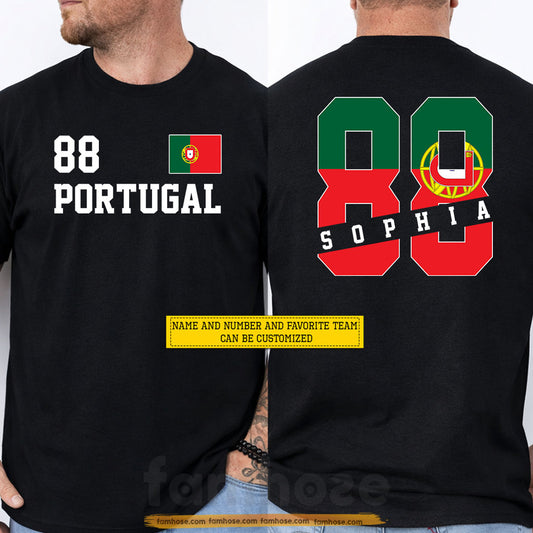 Personalized International Soccer Championship Two-sided T-shirt, Fan Of Portugal Soccer Team Sport Tees Gift For Soccer Lovers