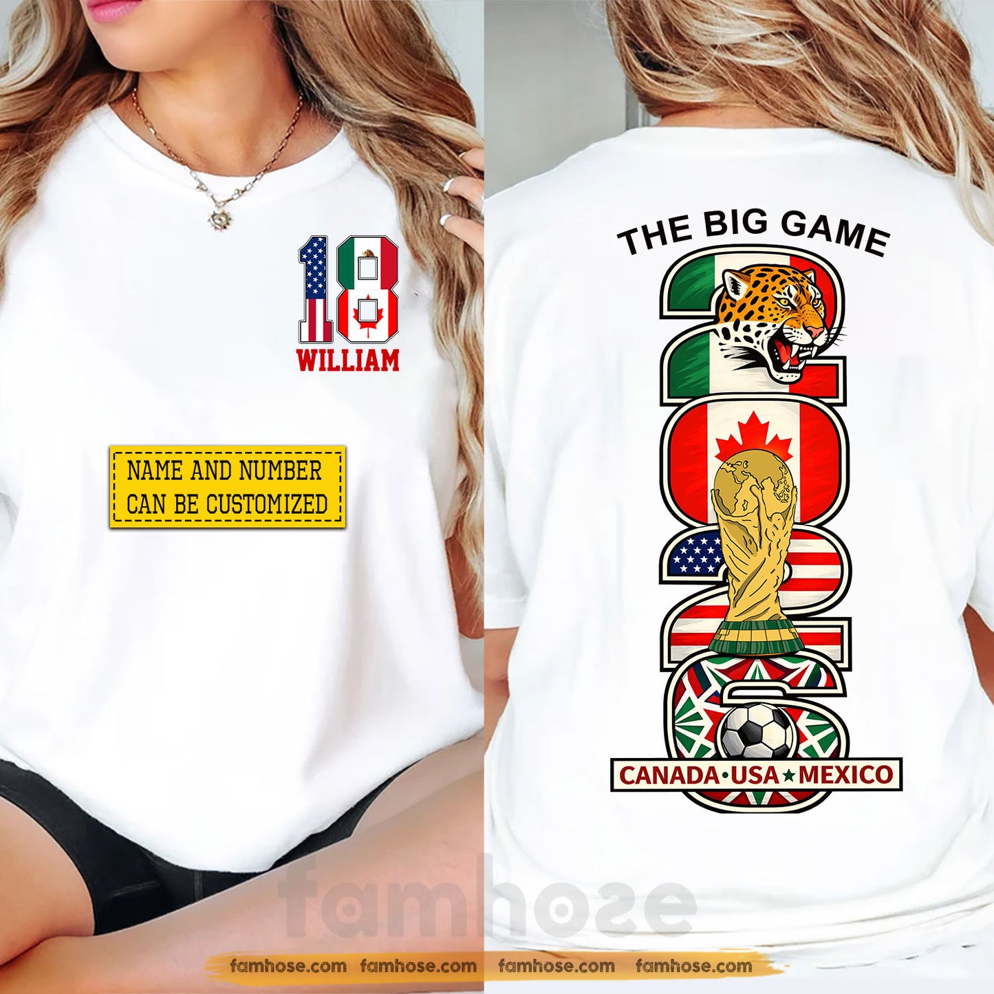 Personalized International Soccer Championship 2026 Two-sided T-shirt, The Big Game USA Canada Mexico Soccer Tournament 2026 Tees Sport Gift