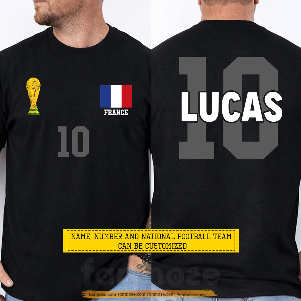 Personalized International Soccer Championship Two-sided T-shirt, Custom National Football Club Fan Tees Sport Gift