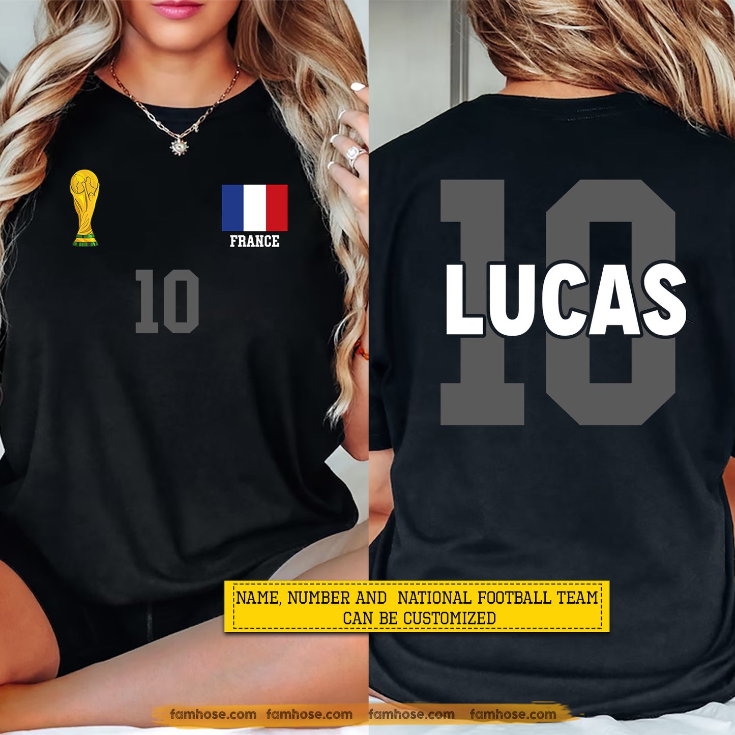 Personalized International Soccer Championship Two-sided T-shirt, Custom National Football Club Fan Tees Sport Gift