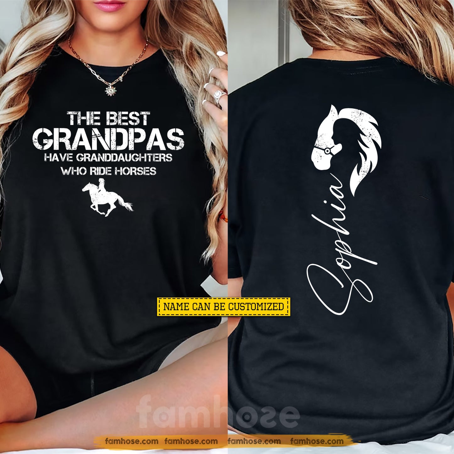 Personalized Horse Grandpas Two-sided T-shirt, The Best Grandpas Have Granddaughters Tees Father's Day Gift For Horse Riding Lovers