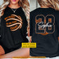 Personalized Basketball Two-sided T-shirt, My Heart Is On That Court Sport Tees Gift For Basketball Lover