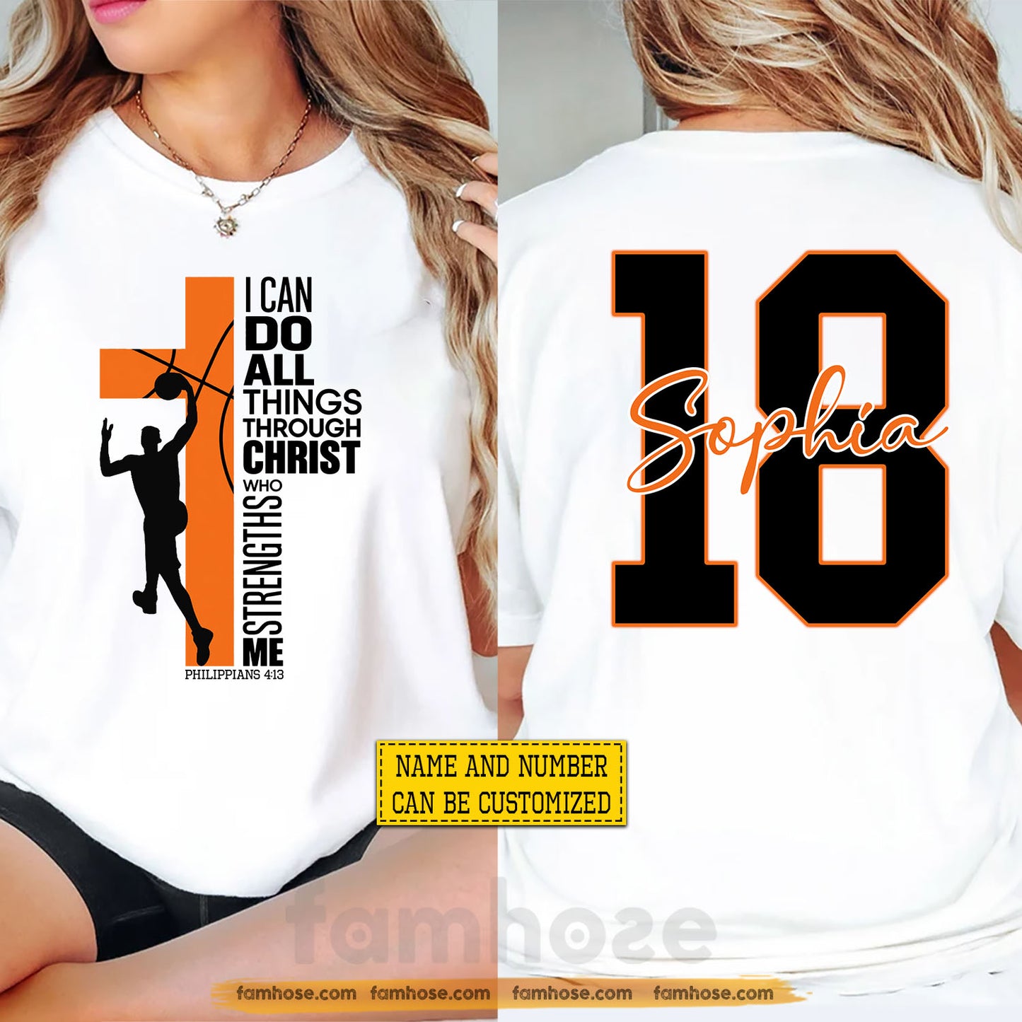 Personalized Basketball Jesus Two-sided T-shirt, I Can Do All Things Through Christ Sport Tees Gift For Basketball Lover