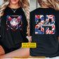 Personalized Baseball July 4th Two-sided T-shirt, Dripping Baseball USA Sport Tees Independence Day Gift For Baseball Lover