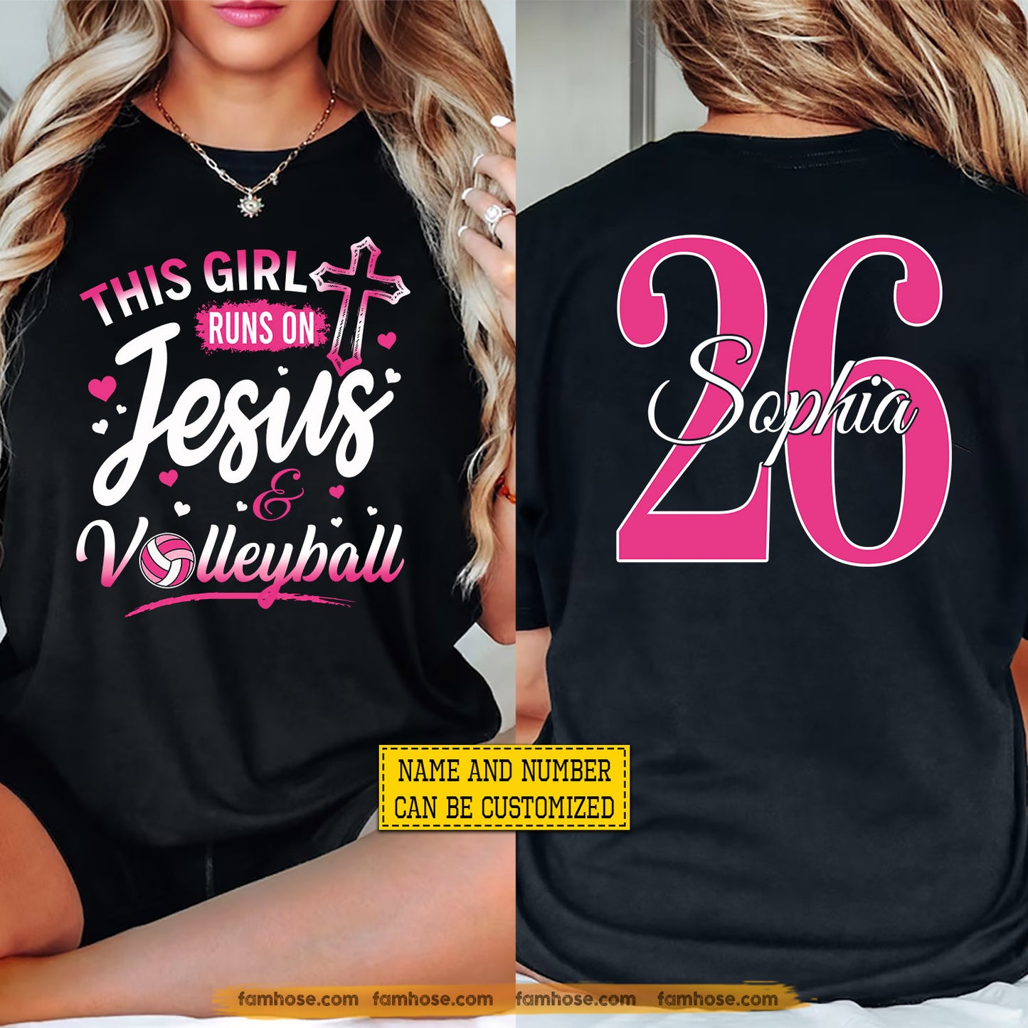 Personalized Volleyball Jesus Two-sided T-shirt, This Girl Runs On Jesus Volleyball Sport Tees Gift For Volleyball Lover