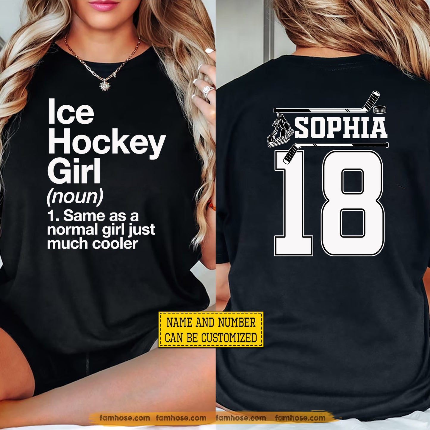 Personalized Ice Hockey Girl Two-sided T-shirt, Same As A Normal Girl Just Much Cooler Sport Tees Gift For Hockey Lover