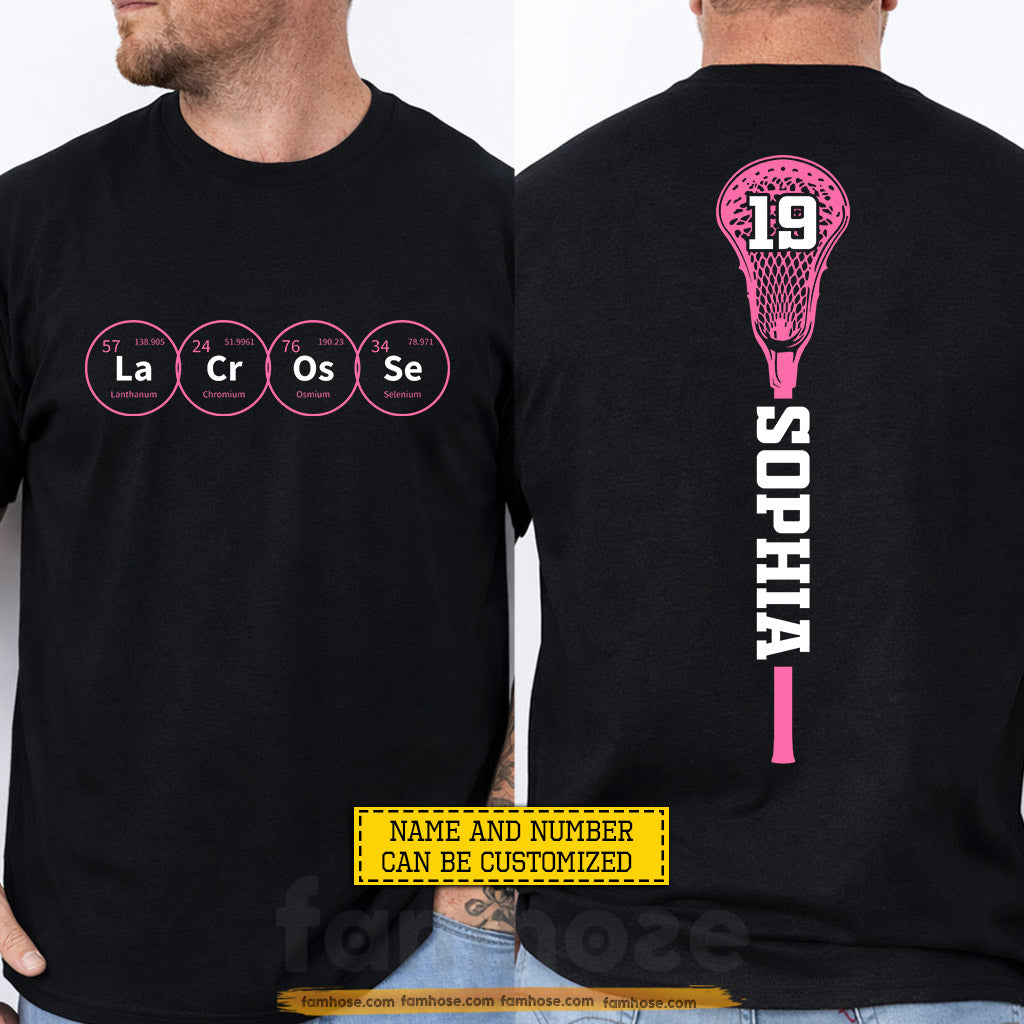 Personalized Lacrosse Girl Two-sided T-shirt, LaCrOsSe Chemistry Sport Tees Gift For Lacrosse Lover