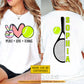 Personalized Tennis Two-sided T-shirt, Peace Love Tennis Sport Tees Gift For Tennis Lover
