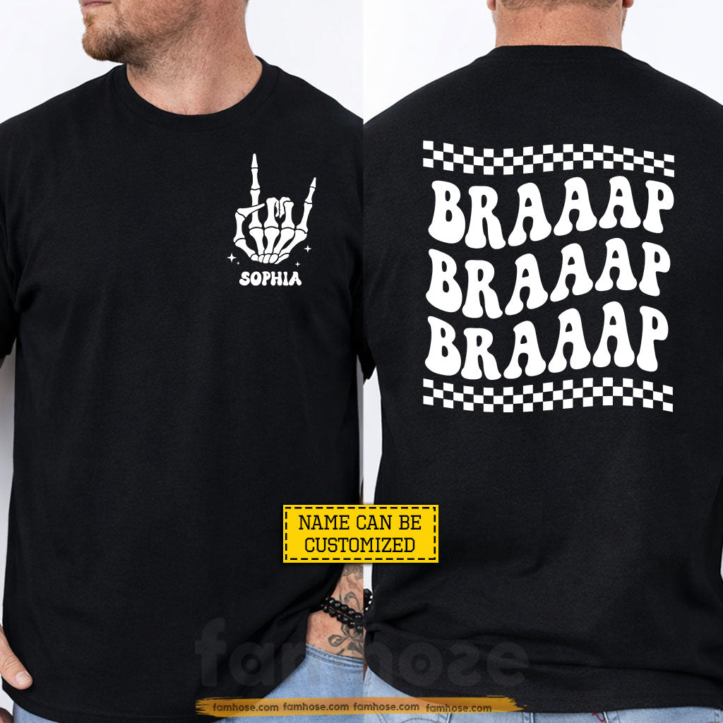 Personalized Motocross Two-sided T-shirt, Braaap Braaap Braaap Tees Gift For Dirt Bike Lovers