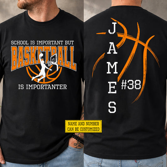Personalized Basketball First Day Of School Two-sided T-shirt, School Is Important Back To School Sport Tees, Student Gift For Basketball Lover