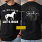 Personalized Horse Riding Back To School Kid Two-sided T-shirt, Let's Ride Preschool Tees Elementary School Student Gift For Horse Riding Lover