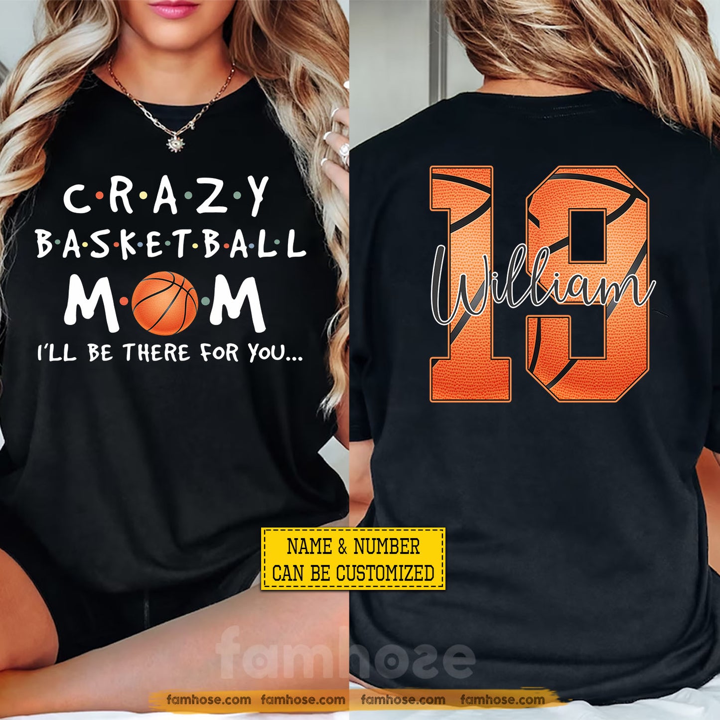 Personalized Basketball Mom Two-sided T-shirt, Crazy Basketball Mom Sport Tees Mother's Day Gift For Basketball Lovers