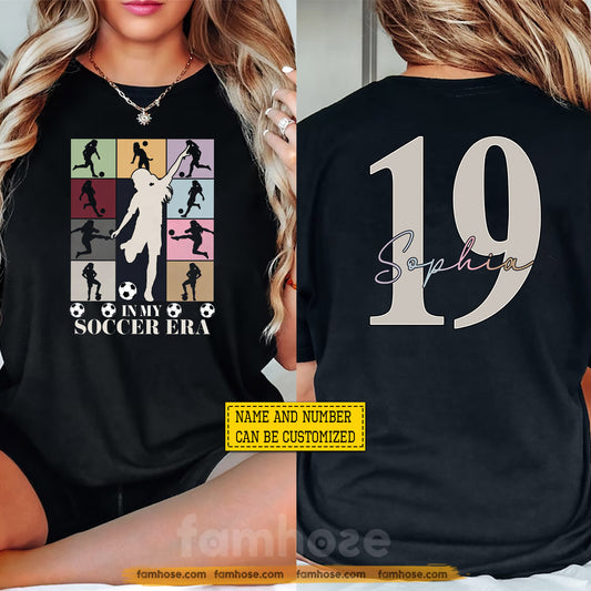 Vintage Personalized Soccer Girl Two-sided T-shirt, In My Soccer Era International Soccer Tournament Tees Sport Gift For Soccer Lovers
