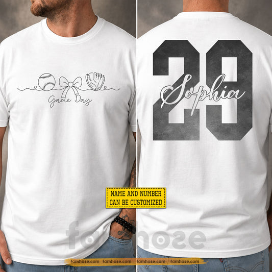 Personalized Baseball Two-sided T-shirt, Game Day Sport Tees Gift For Baseball Lover
