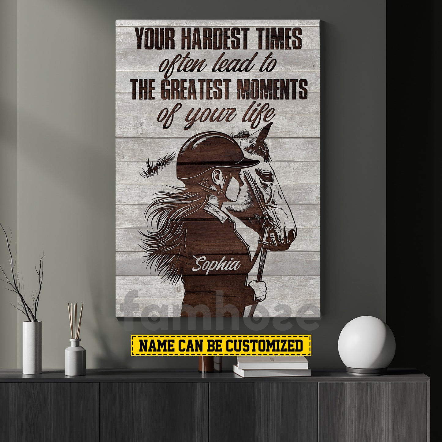 Personalized Horse Riding Girl Canvas Painting, Your Hardest Times Often Lead To The Greatest Moments Wall Art Decor, Poster Gift For Horse Girl