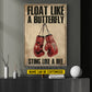 Personalized Boxing Canvas Painting, Float Like A Butterfly Sport Wall Art Decor, Poster Gift For Boxer