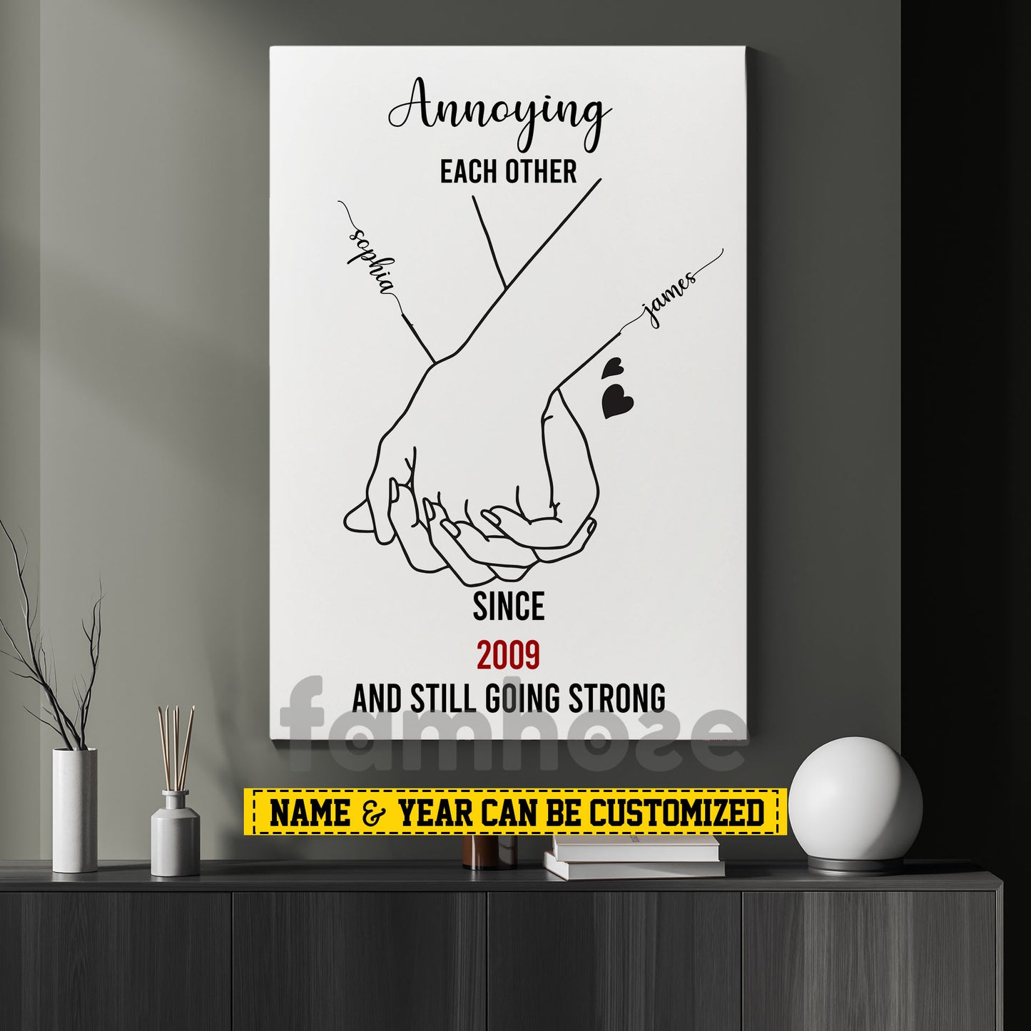 Lovely Personalized Couple Canvas Painting, Annoying Each Other Wall Art Decor, Poster Gift For Couple