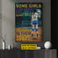 Personalized Funny Volleyball Canvas Painting, Some Girls Are Just Born With, Sports Quotes Wall Art Decor, Poster Gift For Volleyball Lovers, Volleyball Girls