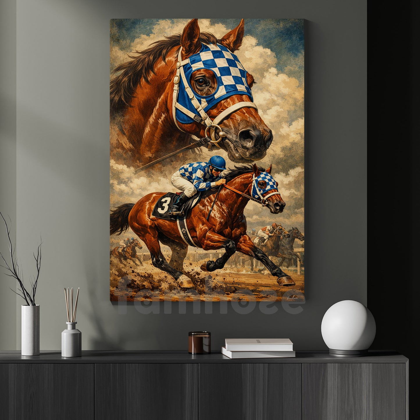 Secretariat Horse Canvas Painting, 1973 Triple Crown Champion Wall Art Decor, Poster Gift For Horse Racing Lovers, Fan Of Kentucky Derby