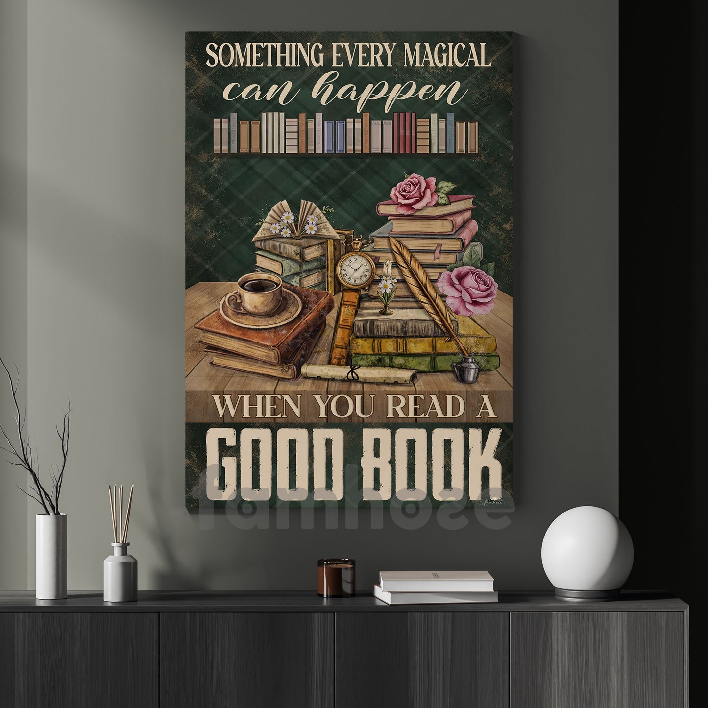 Reading Book Canvas Painting, Something Every Magical Can Happen Wall Art Decor, Poster Gift For Reading Lovers