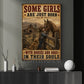 Cowgirl Girl Horse Dog Canvas Painting, Some Girls Are Just Born Wall Art Decor, Poster Gift For Cowgirl