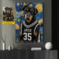 Personalized Basketball Dog Canvas Painting, Your MVP Has Four Paws, Starry Night Wall Art Decor, Poster Gift For Dog Lover, Basketball Lover