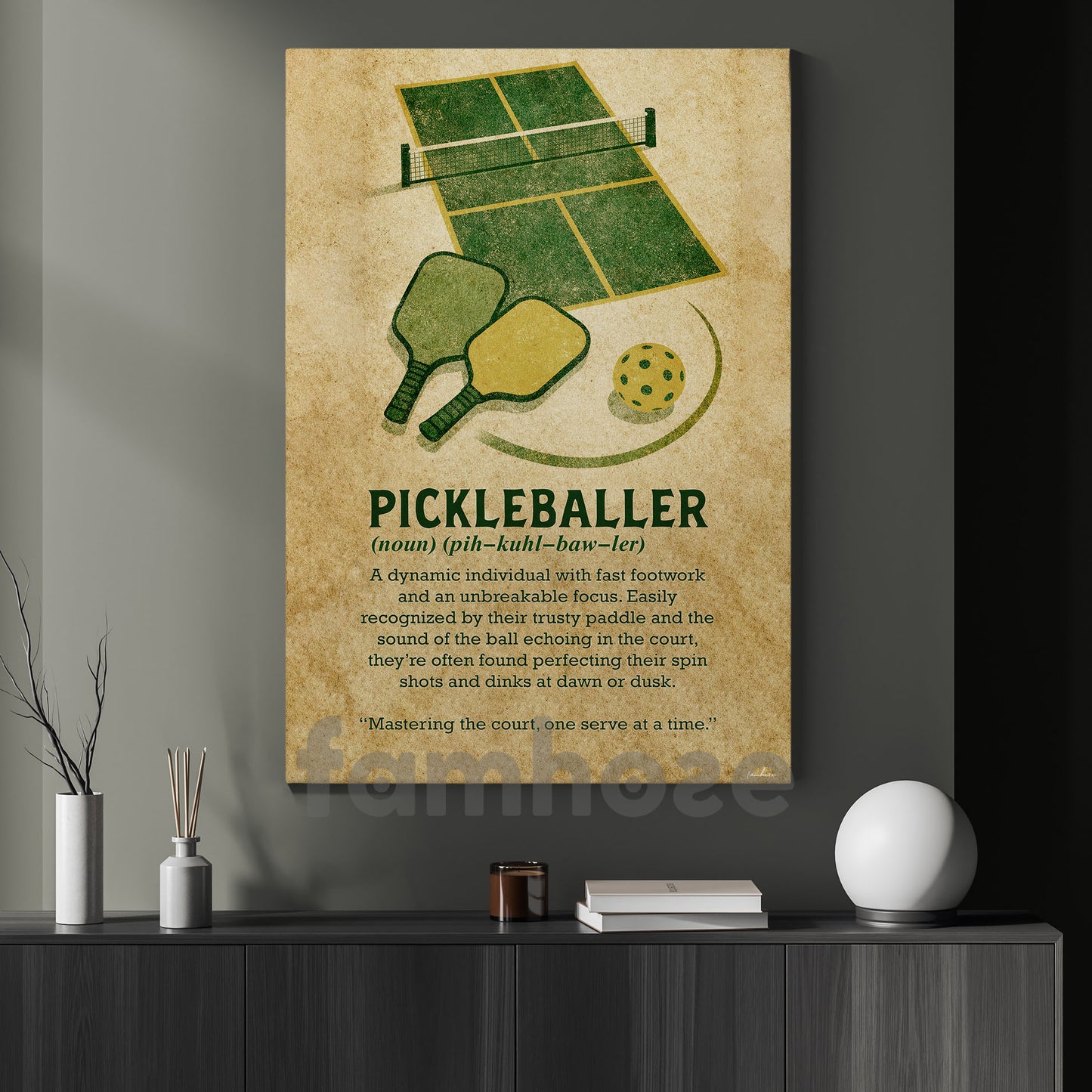 Pickleball Canvas Painting, Pickleball Court Illustration Sport Wall Art Decor, Poster Gift For Pickleball Lover