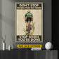 Motivational Personalized Cycling Man Canvas Painting, Don't Stop When You're Tired Wall Art Decor, Poster Gift For Cycling Lovers