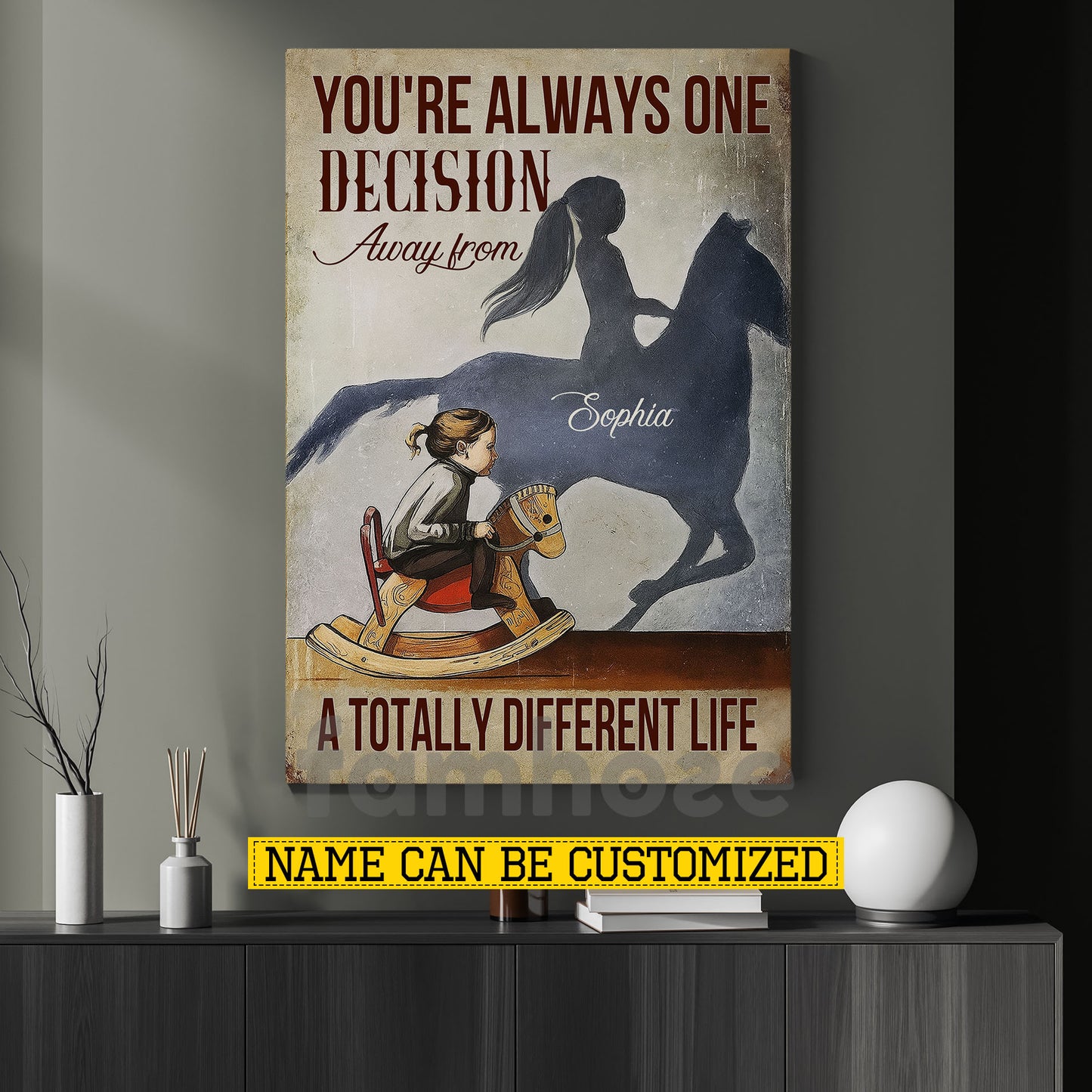 Personalized Horse Riding Girl Canvas Painting, A Totally Different Life Wall Art Decor, Poster Gift For Horse Girl