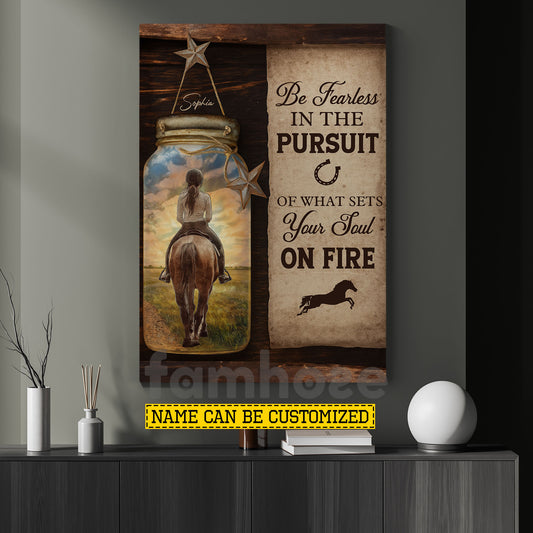 Vintage Personalized Cowgirl Canvas Painting, Be Fearless In The Pursuit Wall Art Decor, Poster Gift For Cowgirl