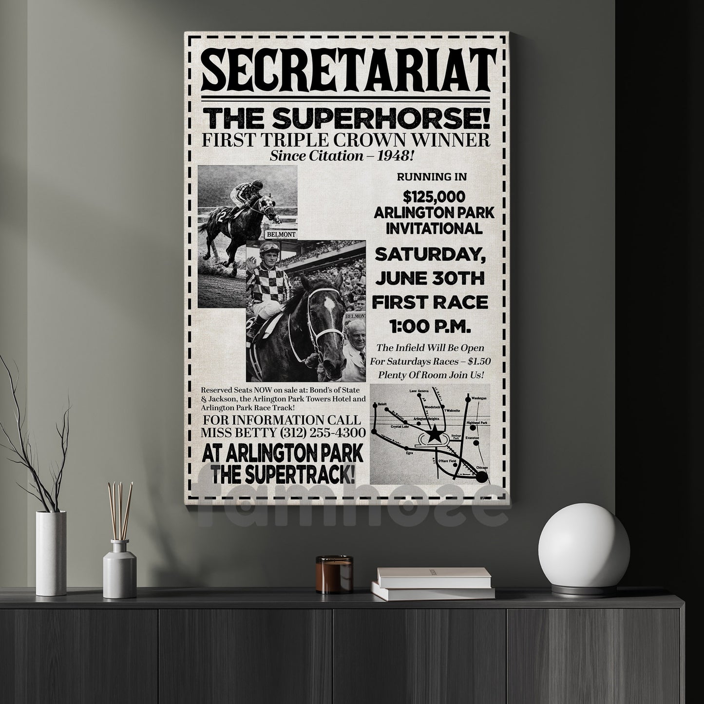 Secretariat Horse Canvas Painting, Secretariat The Superhorse Wall Art Decor, Poster Gift For Horse Racing Lovers, Fan Of Kentucky Derby