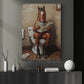 Funny Horse Toilet Canvas Painting, Horse Knows How To Use Toilet Bathroom Wall Art Decor, Restroom Poster Gift For Horse Lovers