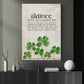 Four-Leaf Clover Canvas Painting, Sláinte Wall Art Decor, Shamrock Poster St Patrick's Day Gift For Irish Lover