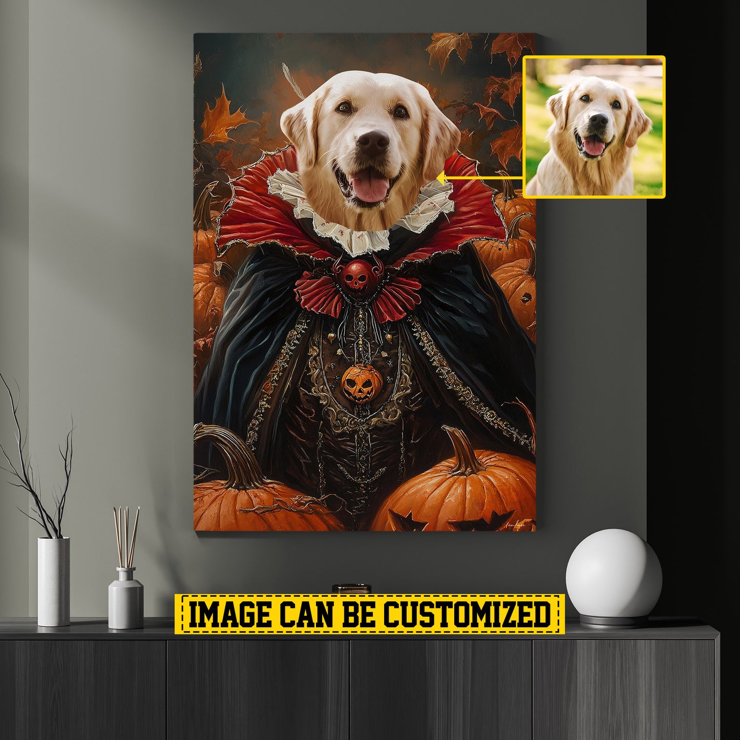 Personalized Victorian Dog Canvas Painting, Spooky Season Wall Art Decor, Halloween Poster Gift For Dog Lovers