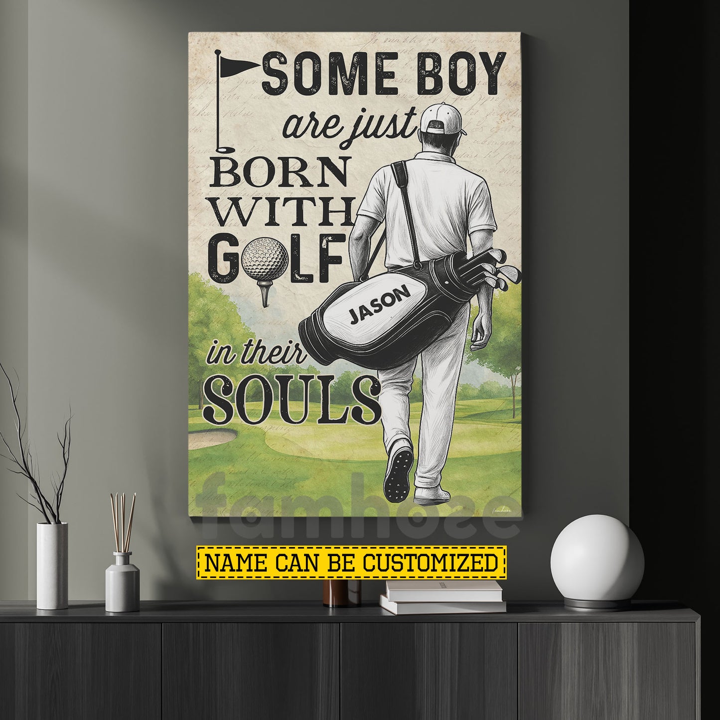 Personalized Golf Man Canvas Painting, Some Boy Are Just Born With Golf Sport Wall Art Decor, Poster Gift For Golf Lover