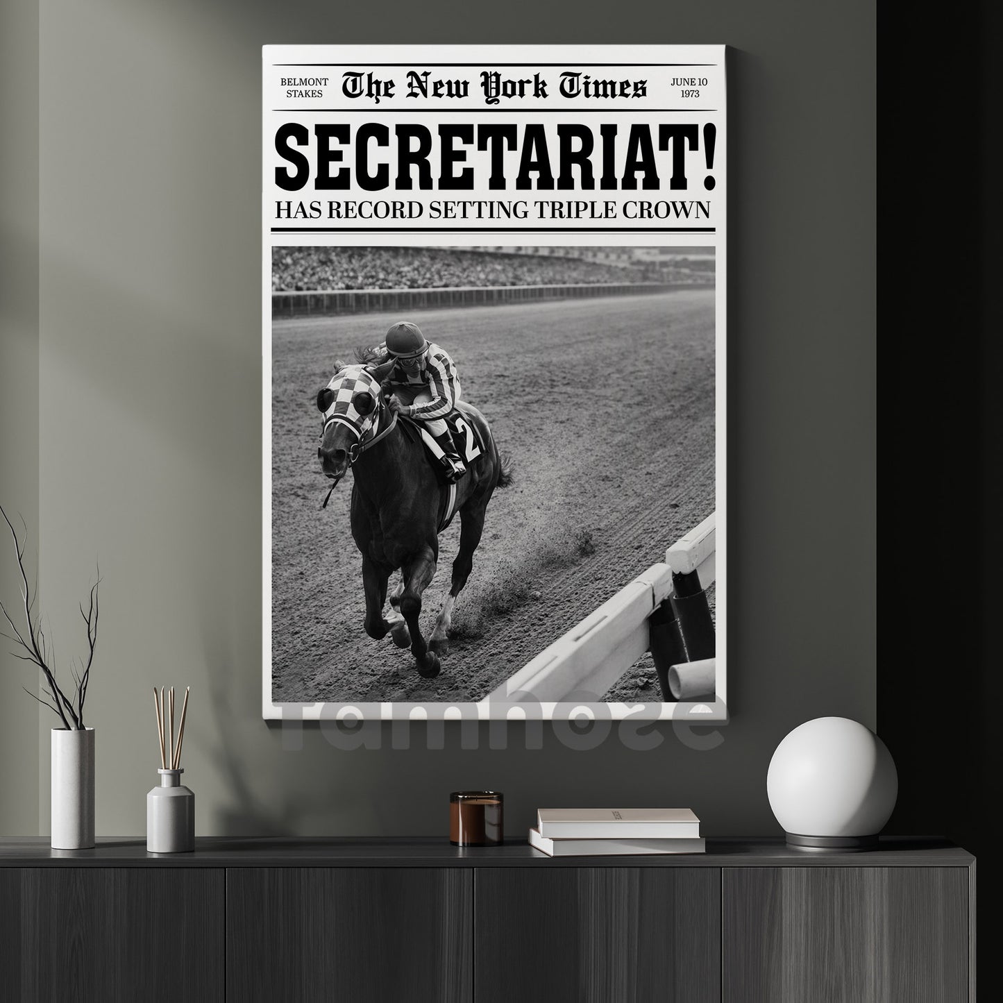 Secretariat Horse Canvas Painting, Secretariat Has Record Setting Triple Crown Wall Art Decor, Poster Gift For Horse Racing Lovers, Fan Of Kentucky Derby
