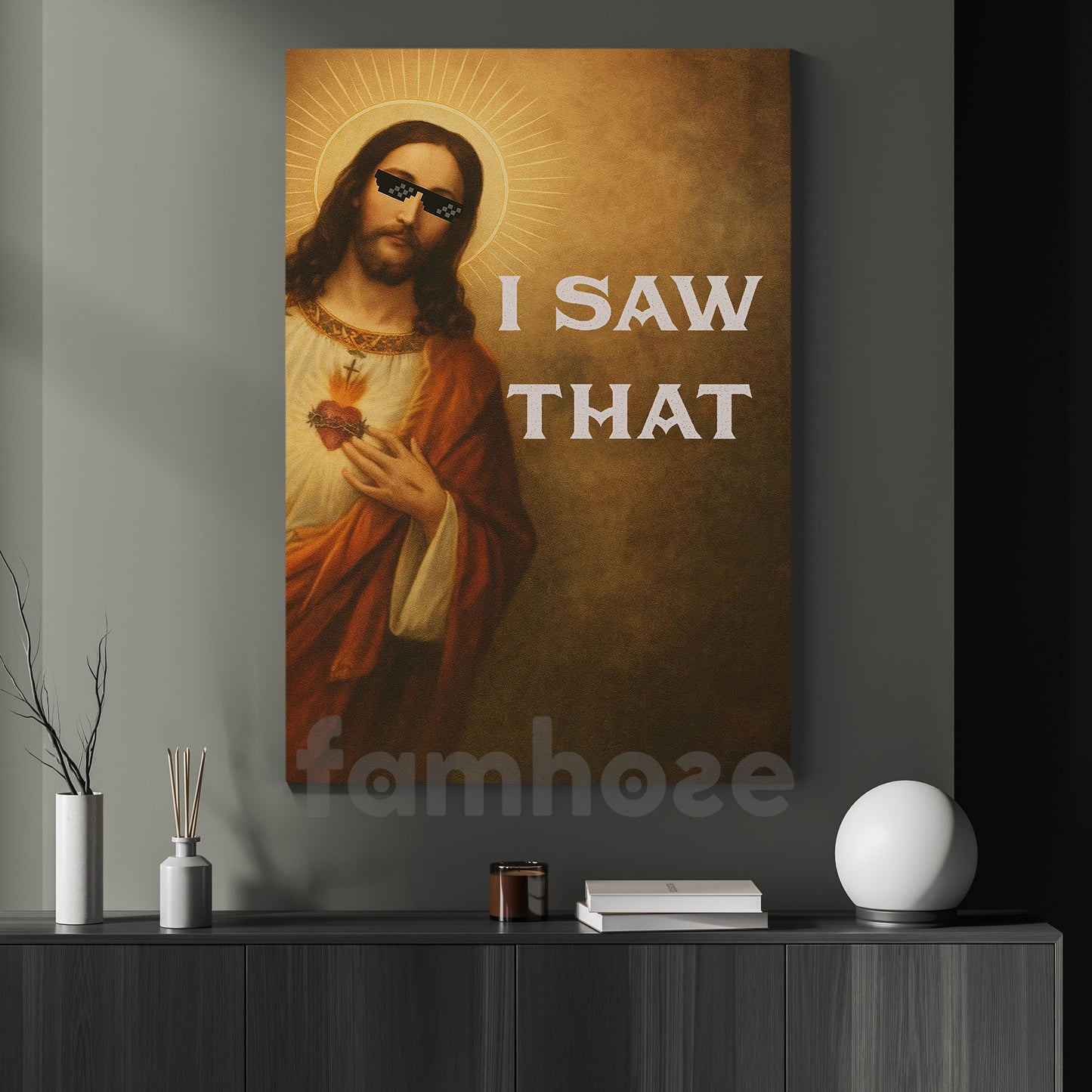 Funny God Canvas Painting, I Saw That Wall Art Decor, Christian Poster Gift