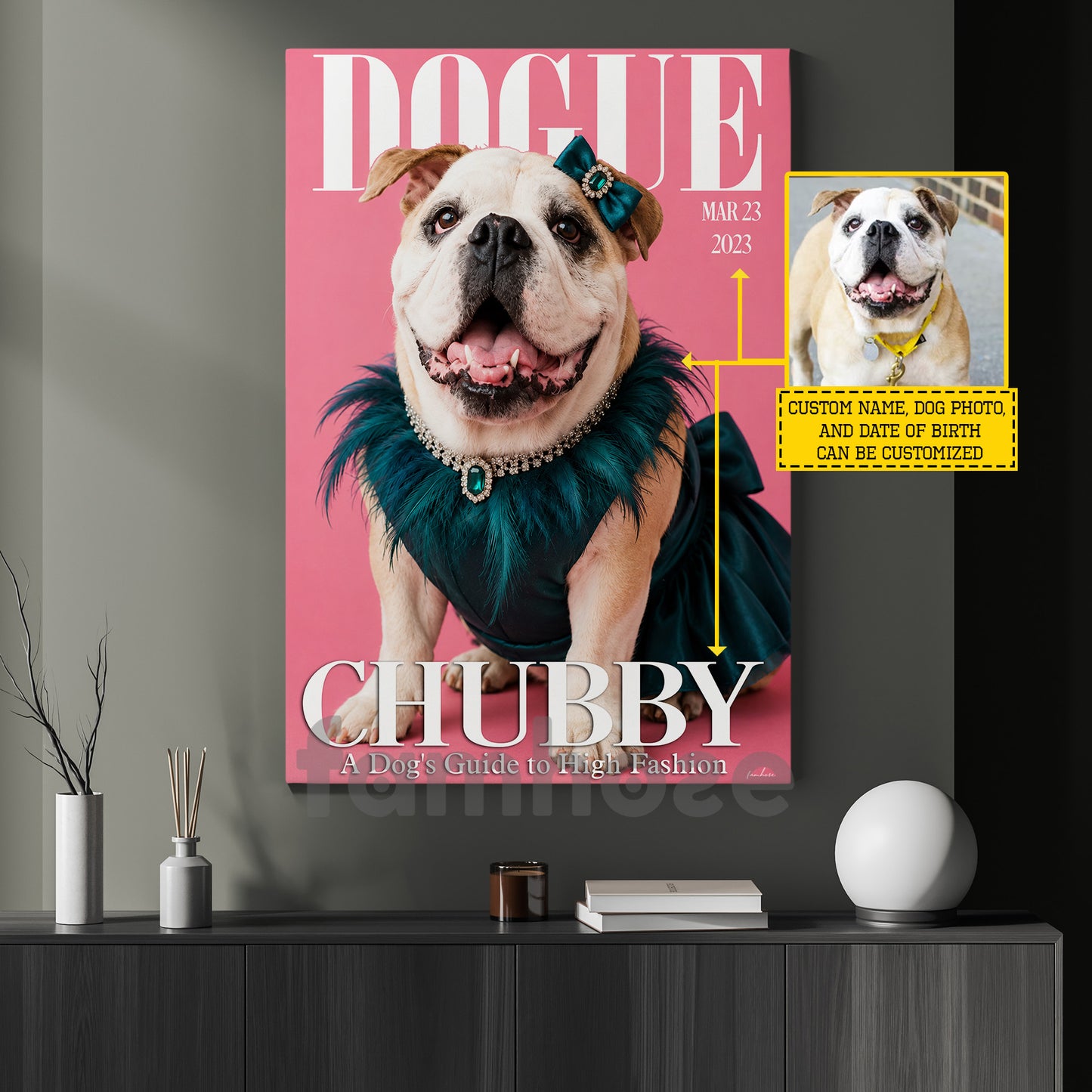 Funny Personalized Fashion Dog Canvas Painting, Dogue Wall Art Decor, Poster Gift For Dog Lover